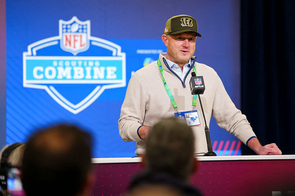 INDIANAPOLIS, IN - FEBRUARY 24: Duke Tobin of the Cincinnati Bengals speaks during a press conference at the 2026 NFL Scouting Combine on February 24, 2026 in Indianapolis, Indiana. (Photo by Cooper Neill/Getty Images)