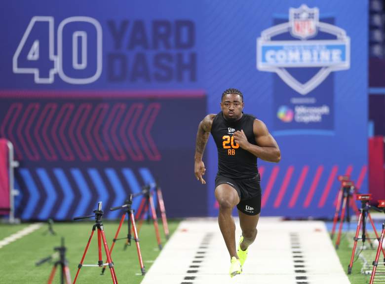 Arkansas running back Mike Washington Jr. during the NFL scouting combine.