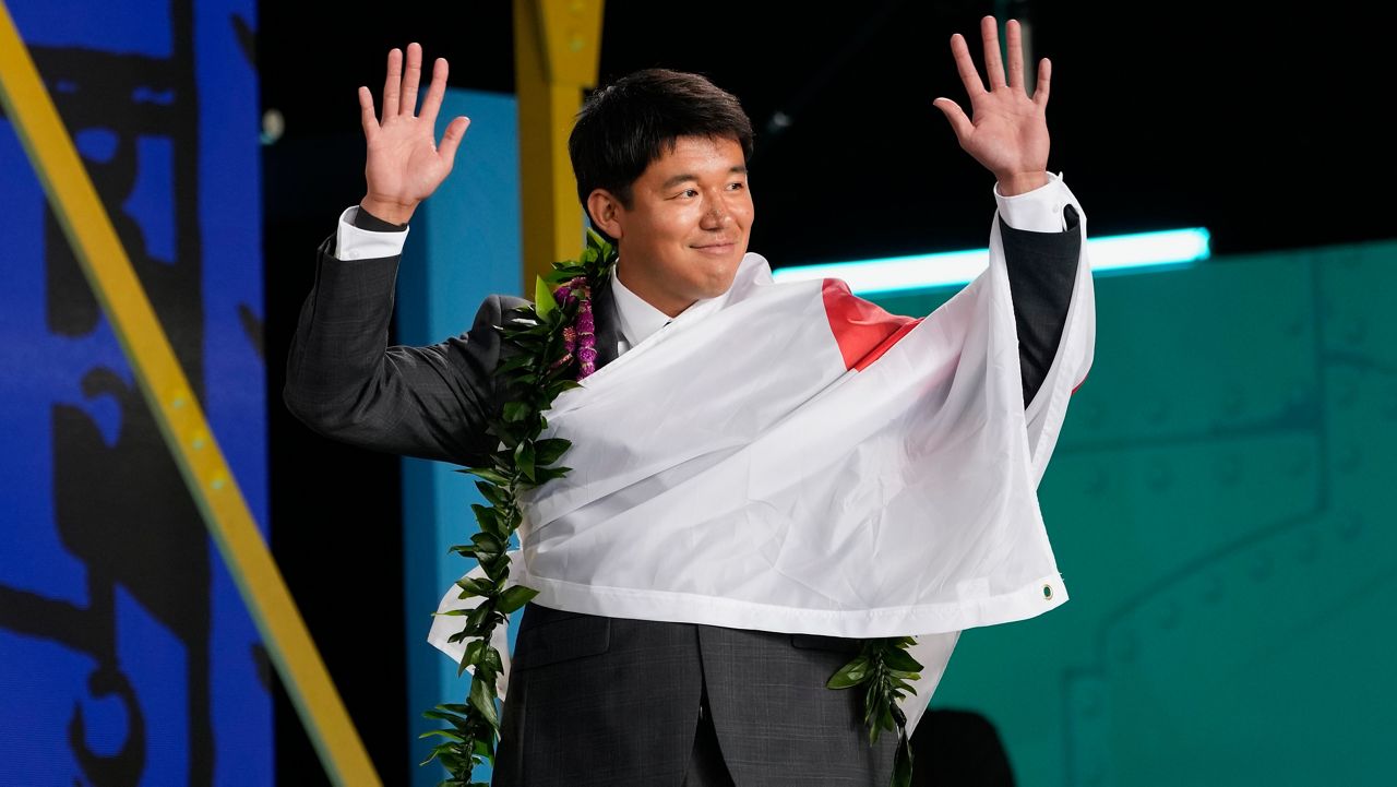 Hawaii football alumnus Kansei Matsuzawa walked on stage during the final day of the NFL Draft in Pittsburgh on Saturday. Matsuzawa signed an undrafted free agent deal with the Las Vegas Raiders.