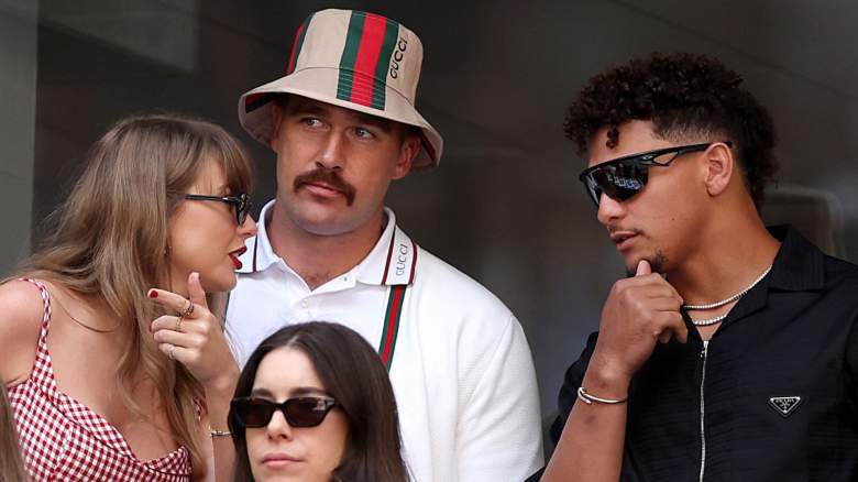 Singer-songwriter Taylor Swift and Travis Kelce and Patrick Mahomes of the Kansas City Chiefs attend the Men's Singles Final match between Taylor Fritz of the United States and Jannik Sinner of Italy on Day Fourteen of the 2024 US Open at USTA Billie Jean King National Tennis Center on September 08, 2024 in the Flushing neighborhood of the Queens borough of New York City.