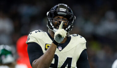Seattle Seahawks veteran free agent target Saints Cameron Jordan celebrates sack 2025...