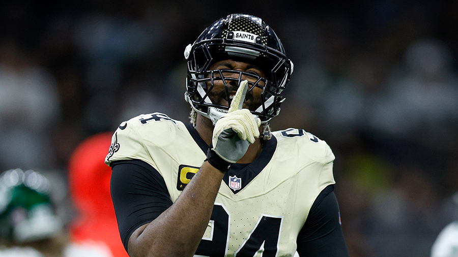 Seattle Seahawks veteran free agent target Saints Cameron Jordan celebrates sack 2025...