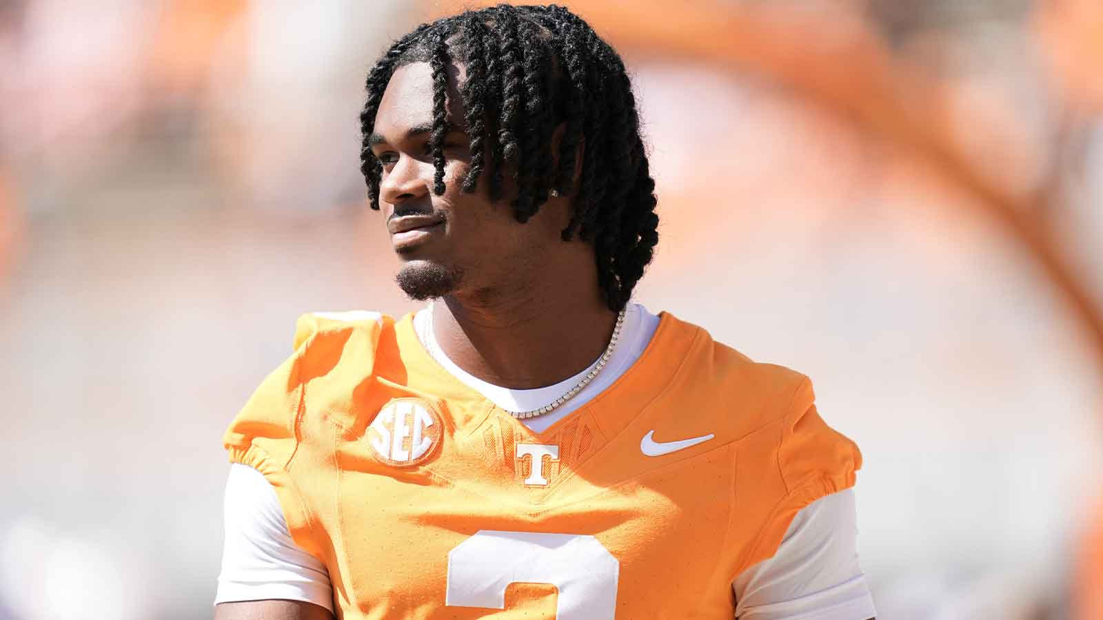 Tennessee defensive back Jermod McCoy (3) before a college football game between Tennessee and UAB at Neyland Stadium in Knoxville, Tenn., on Sept. 20, 2025.
