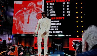 Apr 29, 2021; Cleveland, Ohio, USA; Ja'Marr Chase (LSU) walks on stage after being selected by Cincinnati Bengals as the number five overall pick in the first round of the 2021 NFL Draft at First Energy Stadium.