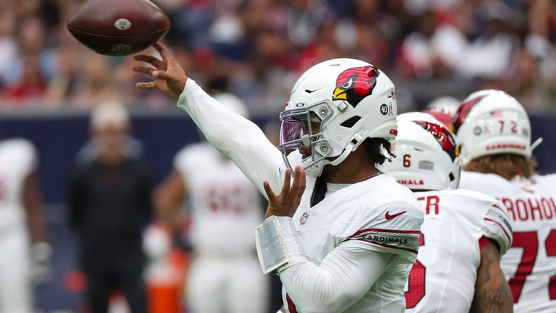 Kyler Murray throws a pass against the Houston Texans. vikings offseason surprises 2026