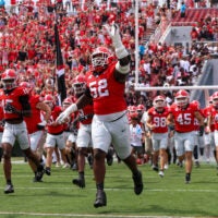 Sep 6, 2025; Athens, Georgia, USA; Georgia Bulldogs defensive lineman Christen Miller (52) runs on the field before a game against the Austin Peay Governors at Sanford Stadium.