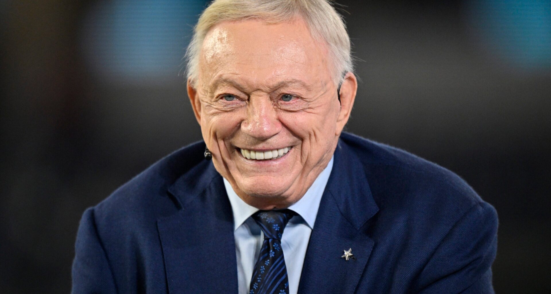 Nov 3, 2025; Arlington, Texas, USA; Dallas Cowboys owner Jerry Jones talks before the game against the Arizona Cardinals at AT&T Stadium.