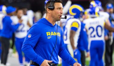 Dec 7, 2025; Glendale, Arizona, USA; Los Angeles Rams defensive coordinator Chris Shula against the Arizona Cardinals at State Farm Stadium.