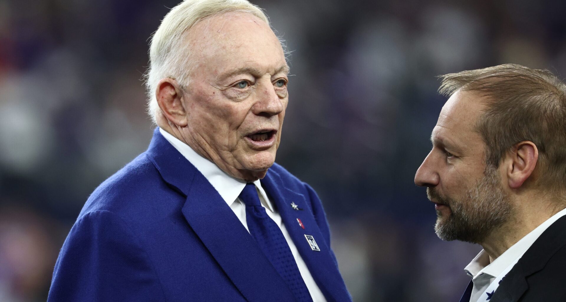 Arlington, Texas, USA; Dallas Cowboys owner Jerry Jones before a game against the Minnesota Vikings at AT&T Stadium.