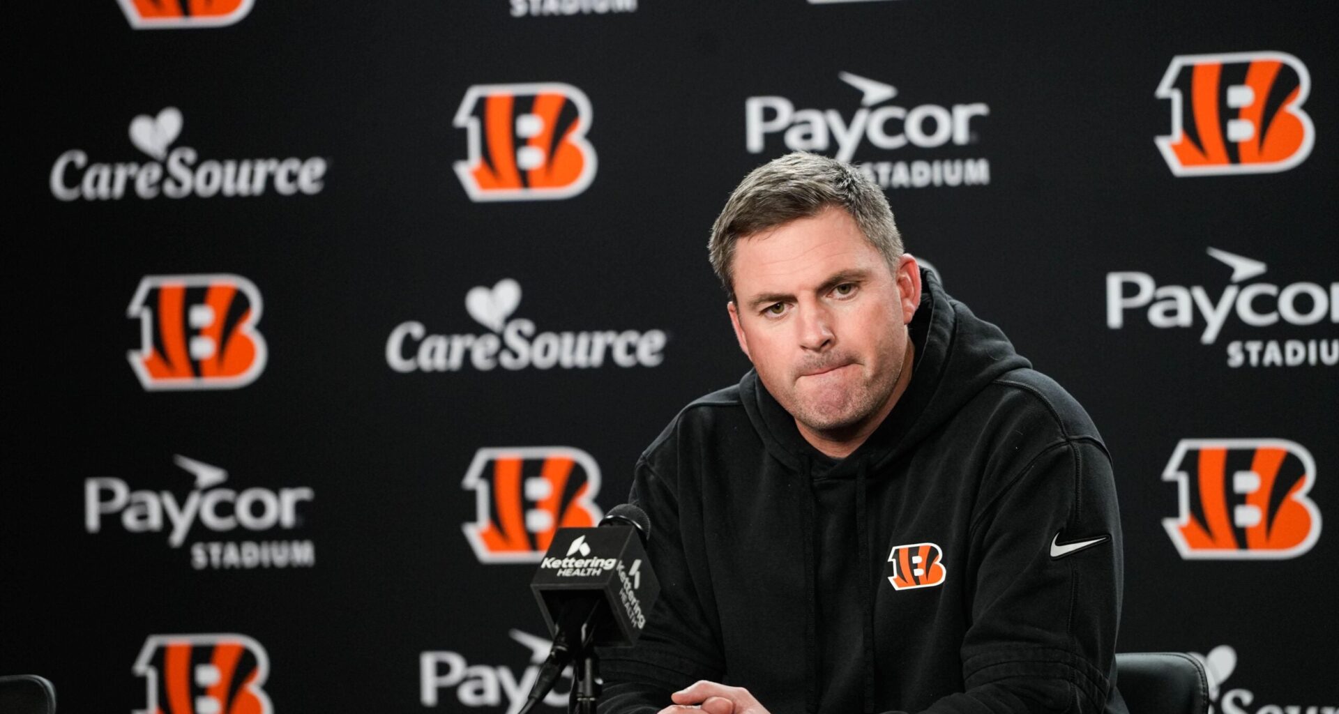 Bengals Head Coach Zac Taylor speaks at a press conference after wrapping up the 2025 season.