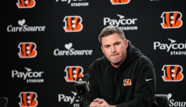 Bengals Head Coach Zac Taylor speaks at a press conference after wrapping up the 2025 season.