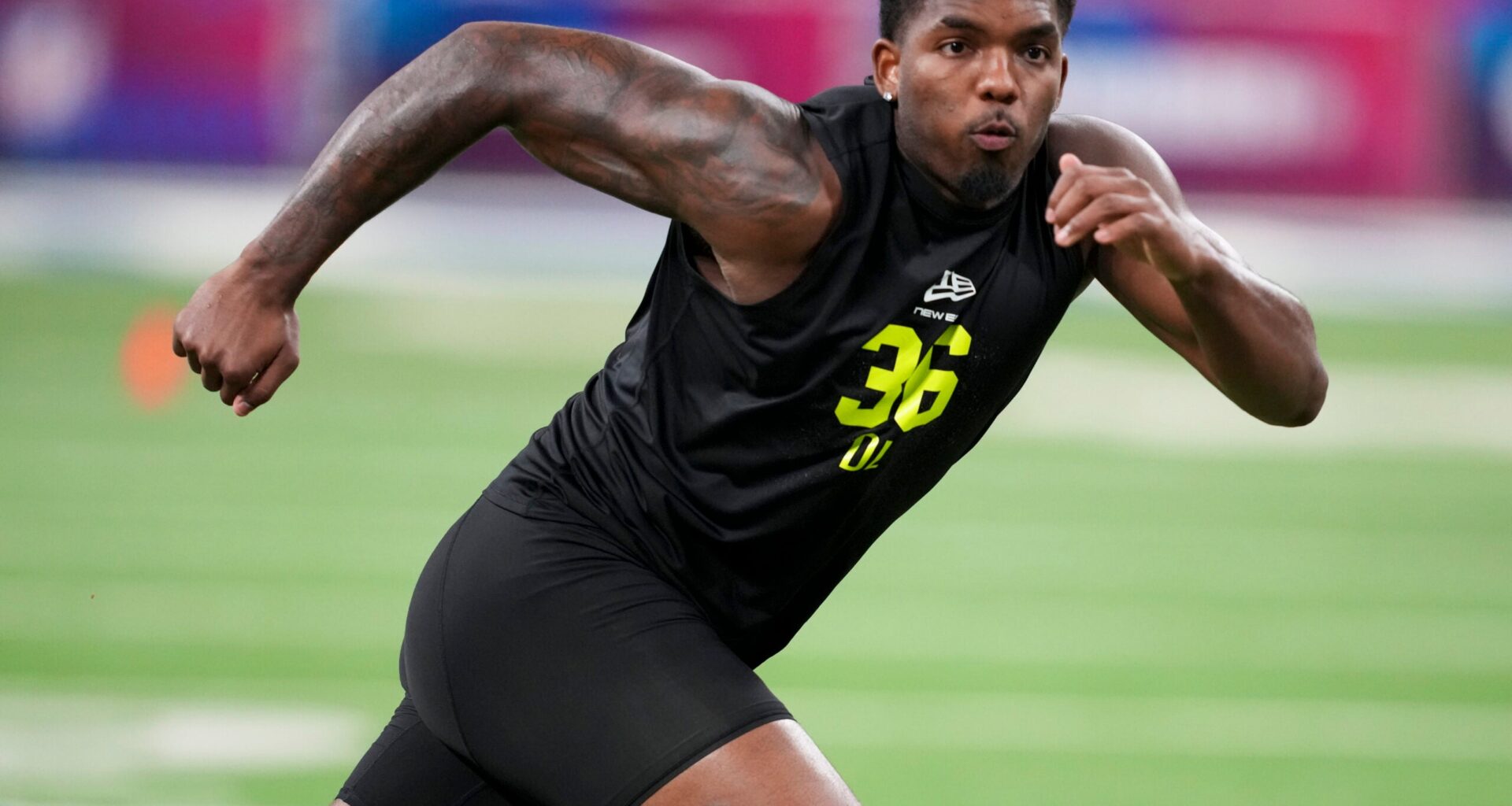 Feb 26, 2026; Indianapolis, IN, USA; Penn State defensive lineman Dani Dennis-Sutton (DL36) during the NFL Scouting Combine at Lucas Oil Stadium.