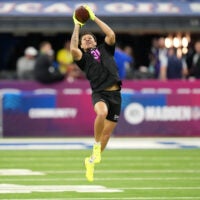 Feb 27, 2026; Indianapolis, IN, USA; Clemson defensive back Avieon Terrell (DB31) during the NFL Scouting Combine at Lucas Oil Stadium.