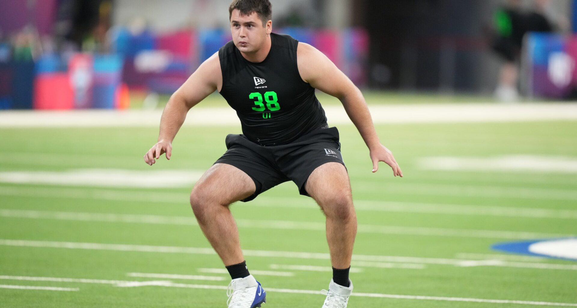 Mar 1, 2026; Indianapolis, IN, USA; Duke offensive lineman Brian Parker (OL38) during the NFL Scouting Combine at Lucas Oil Stadium.