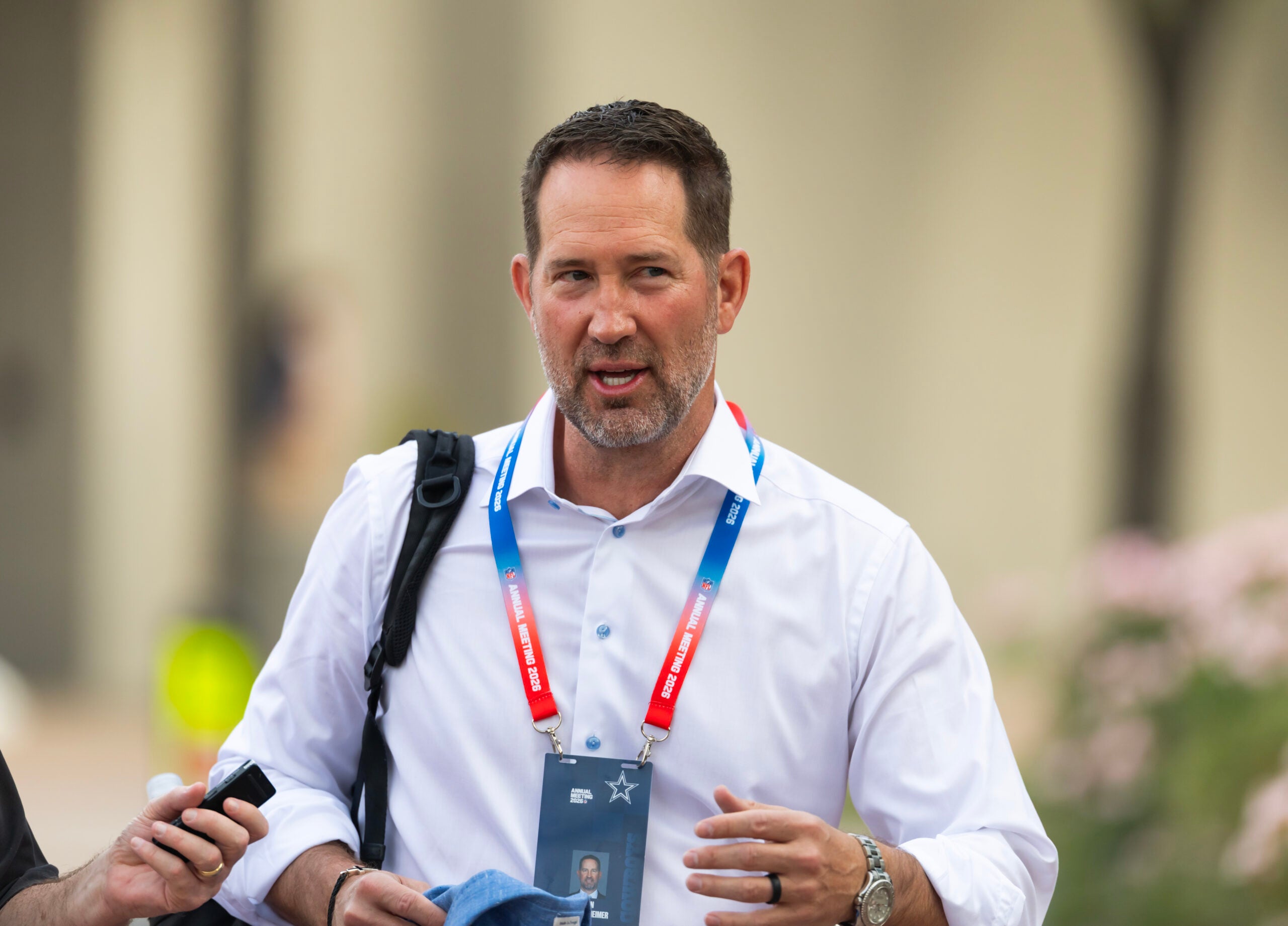 Mar 31, 2026; Phoenix, AZ, USA; Dallas Cowboys head coach Brian Schottenheimer during the 2026 NFL Annual League Meeting at the Arizona Biltmore.