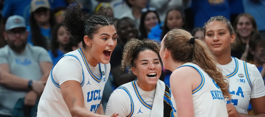 UCLA women’s basketball celebrating its national championship