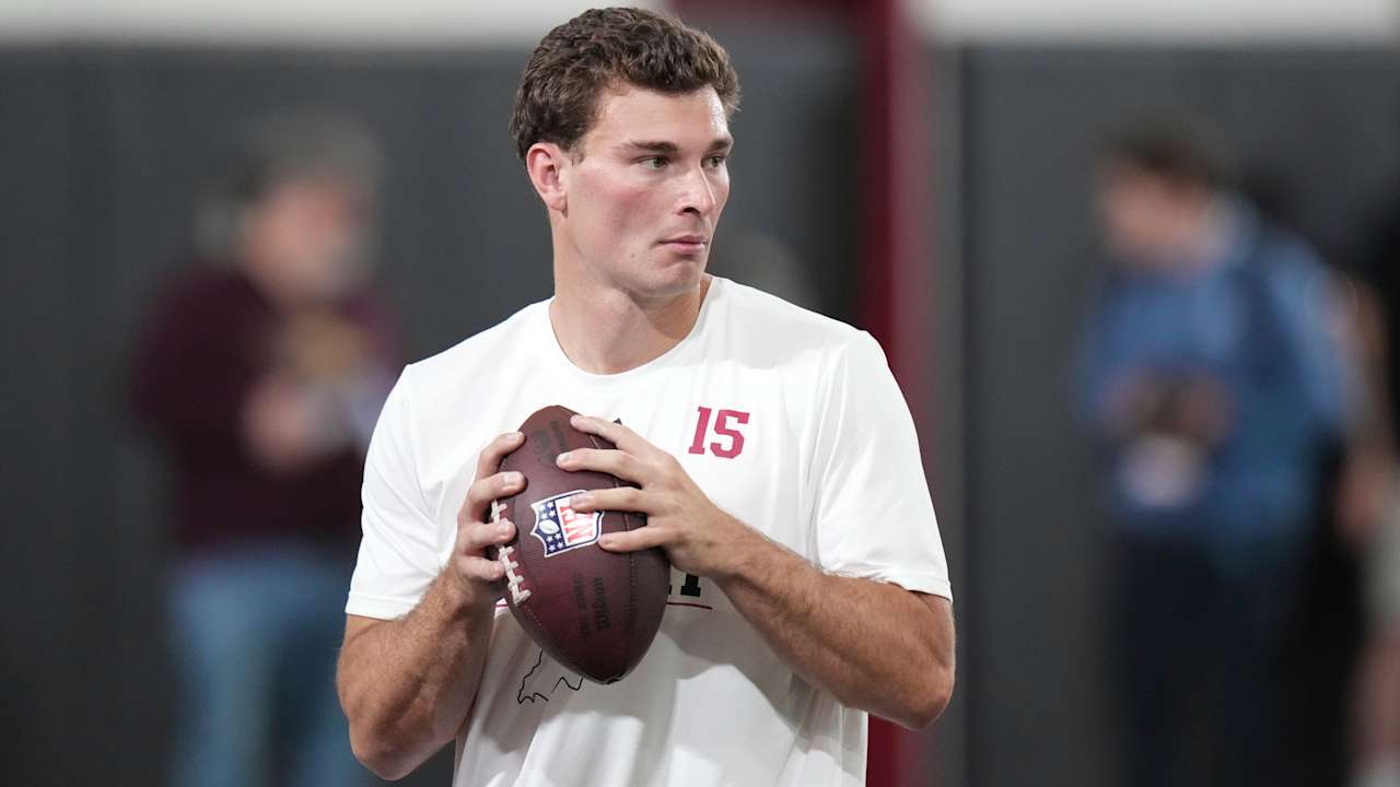 Top prospect Fernando Mendoza shows off trademark accuracy at Indiana Pro Day