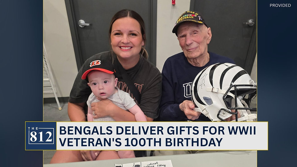 Cincinnati Bengals deliver gifts for WWII veteran's 100th birthday