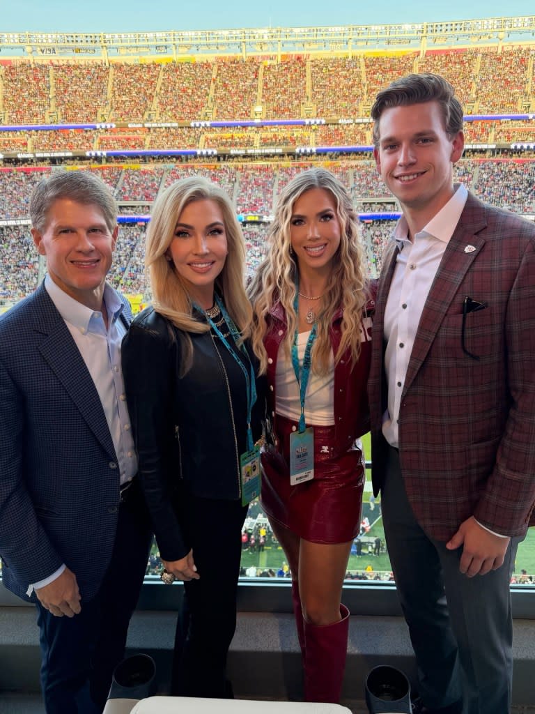 Gracie (seen here with her parents and Derek in February) took to social media in July 2025 to say that she and Derek have been “friends since 2017.” graciehunt/instagram