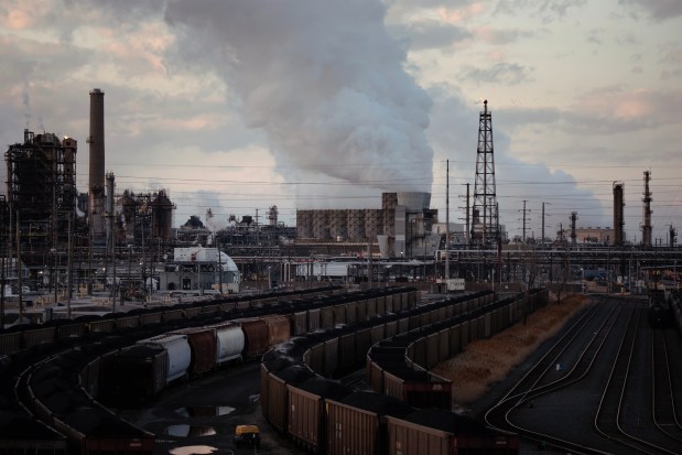 Industry in Whiting, Indiana, on March 27, 2026. (E. Jason Wambsgans/Chicago Tribune)