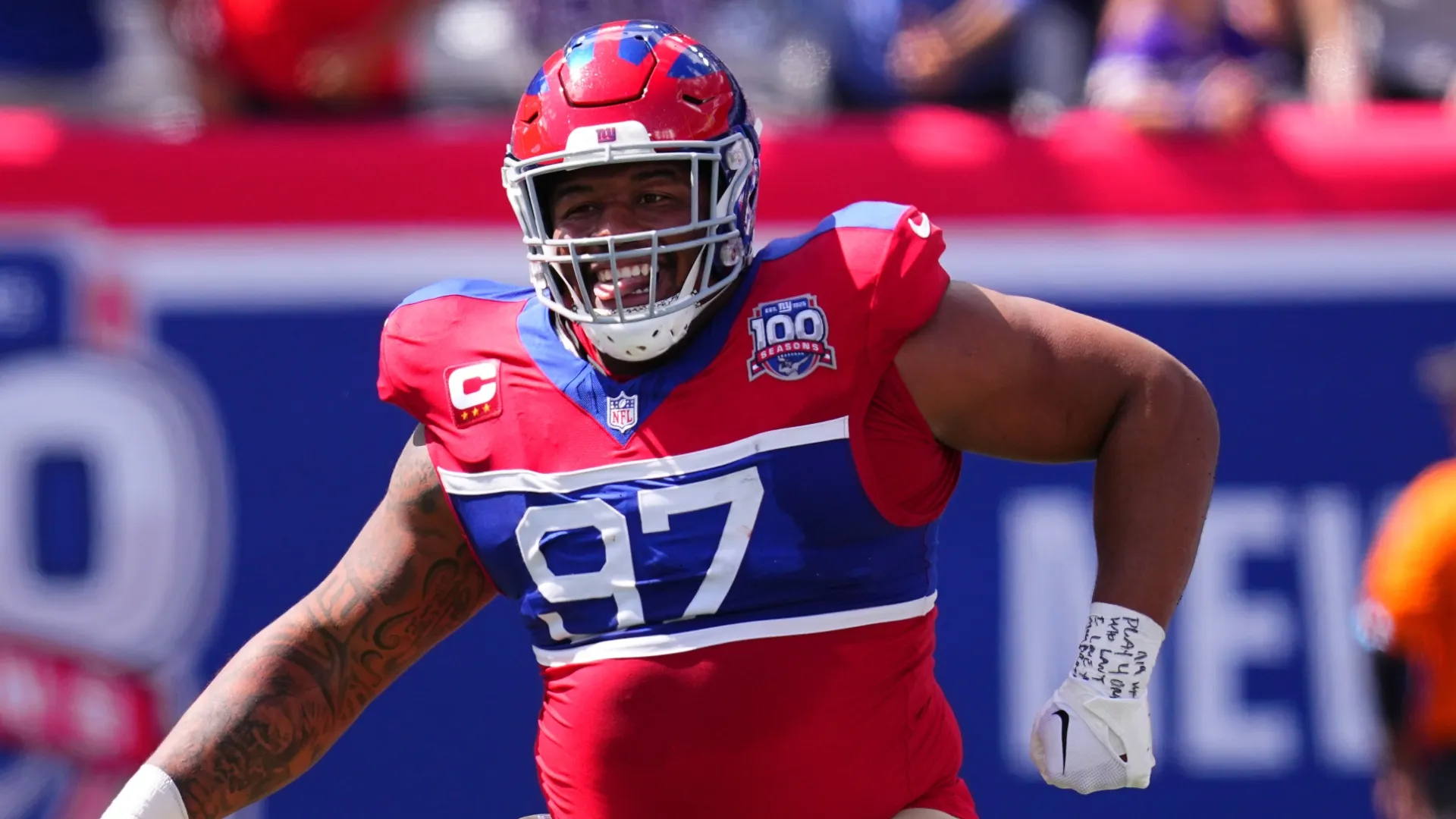 Dexter Lawrence makes his signature “Sexy Dexy” dance