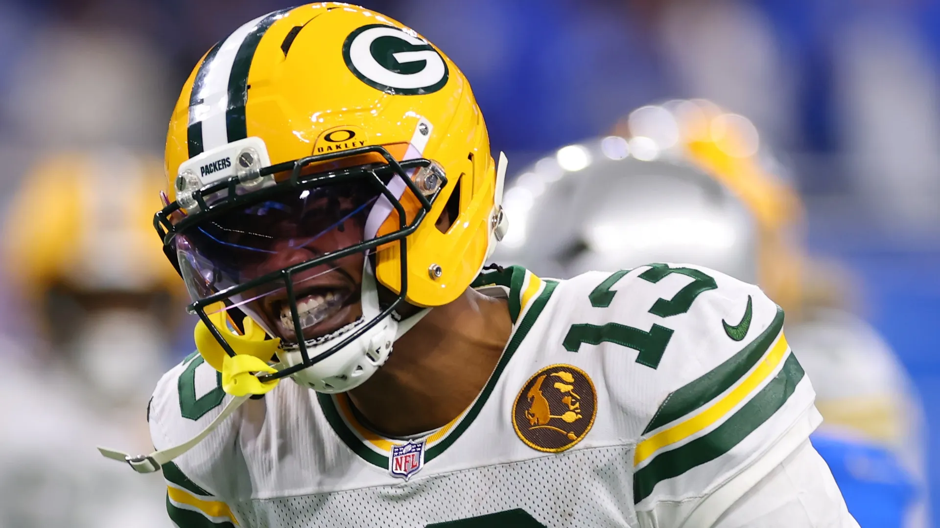 Dontayvion Wicks #13 of the Green Bay Packers