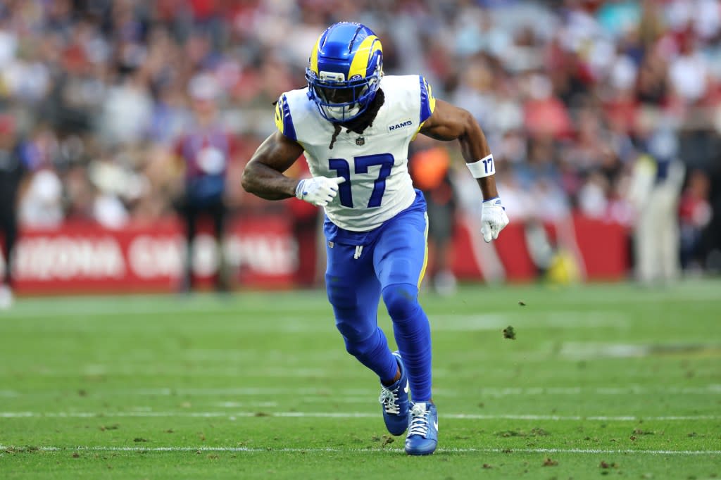 Wide receiver Davante Adams of the Los Angeles Rams in action during the first half against the Arizona Cardinals at State Farm Stadium on December 07, 2025 in Glendale, Arizona. (Photo by Chris Coduto/Getty Images) Getty Images