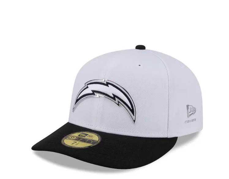Men's New Era White/Black Los Angeles Chargers 2026 NFL Draft Pre-Curved 59FIFTY Fitted Hat