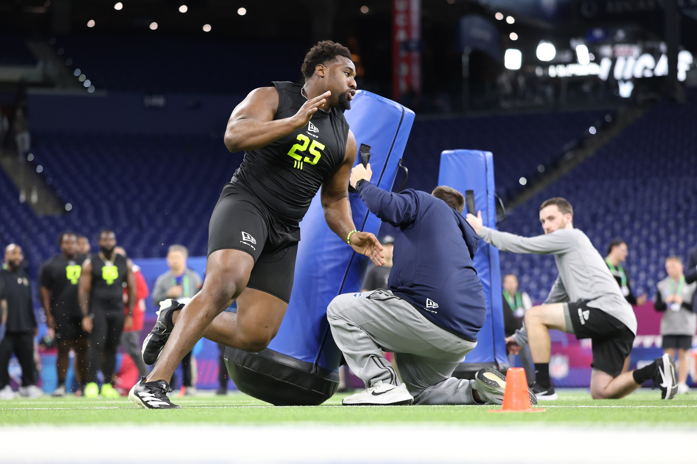 INDIANAPOLIS, INDIANA - FEBRUARY 26: Kaleb Proctor of the Southeastern Louisiana Lions participtates in a drill during the 2026 NFL Scouting Combine at Lucas Oil Stadium on February 26, 2026 in Indianapolis, Indiana. (Photo by Stacy Revere/Getty Images)