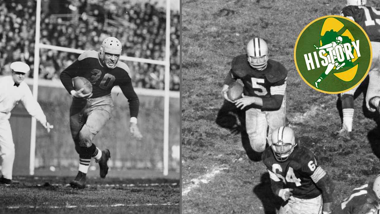 Clarke Hinkle, Curly Lambeau’s greatest player; Paul Hornung, Vince Lombardi’s greatest