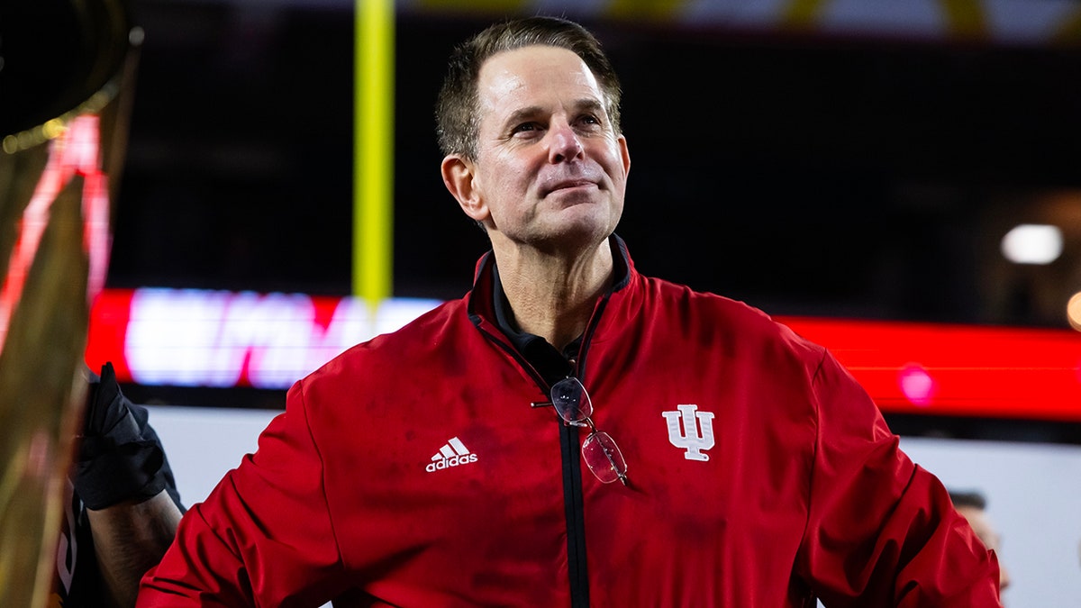 Indiana Hoosiers head coach Curt Cignetti standing on the field at Hard Rock Stadium
