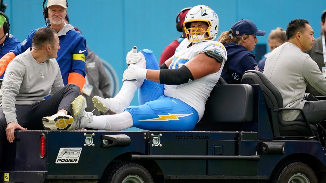 Joe Alt ankle limp update los angeles chargers minicamp timeline recovery
