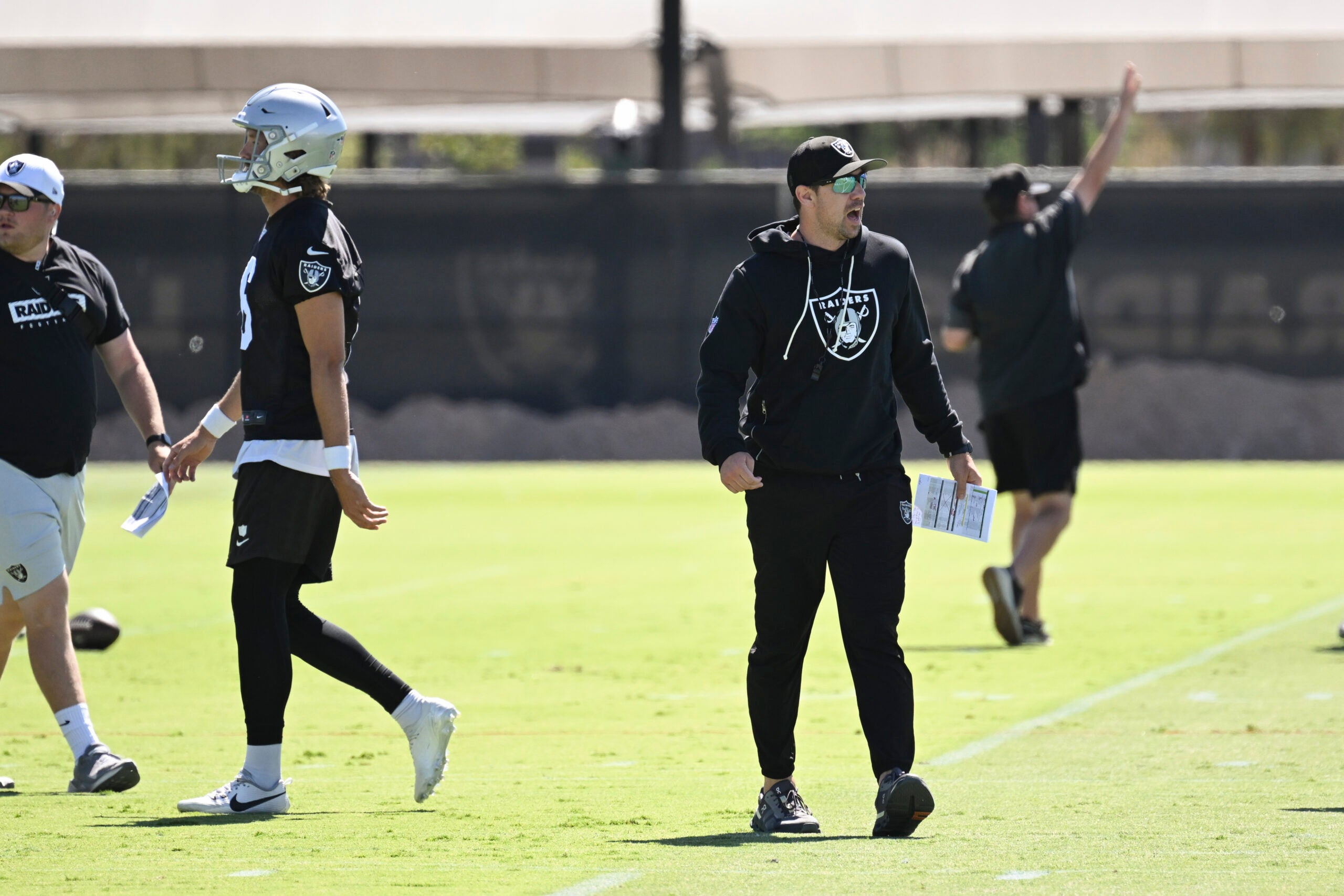 Las Vegas Raiders head coach Klint Kubiak at OTAs