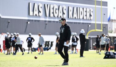 Las vegas Raiders head coach Klint Kubiak OTAs