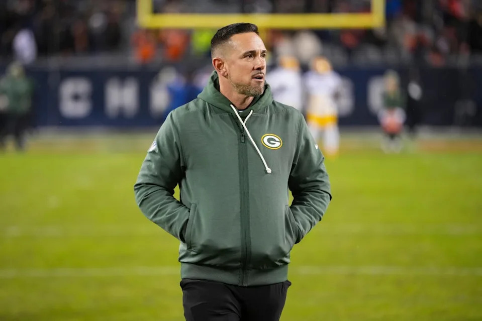 CHICAGO, ILLINOIS – JANUARY 10: Head coach Matt LaFleur of the Green Bay Packers looks on before an NFL football Wild Card game against the <a class="link " href="https://sports.yahoo.com/nfl/teams/chicago/" data-i13n="sec:content-canvas;subsec:anchor_text;elm:context_link" data-ylk="slk:Chicago Bears;sec:content-canvas;subsec:anchor_text;elm:context_link;itc:0" data-yga="{"yLinkElement":"context_link","yModuleName":"content-canvas","yLinkText":"Chicago Bears","ySubModuleName":"anchor_text","yHasCommerce":false}">Chicago Bears</a> at Solider Field on January 10, 2026 in Chicago, Illinois. (Photo by Todd Rosenberg/Getty Images)