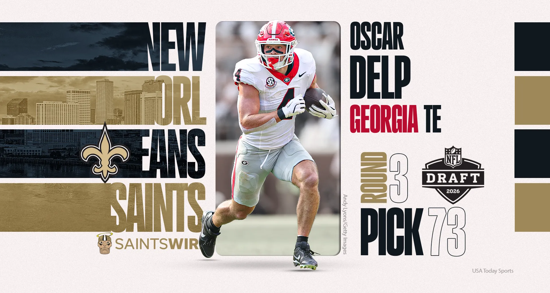 Saints draft Oscar Delp: See New Orleans' third-round pick