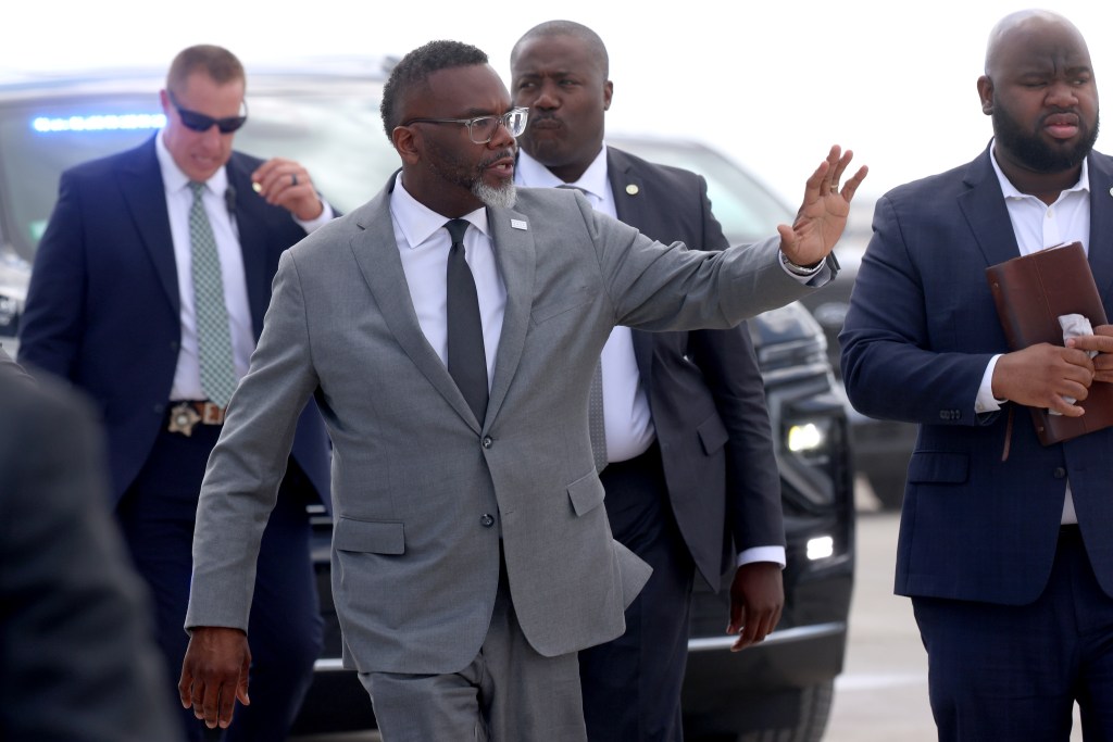 Brandon Johnson lobbies Springfield on Bears stadium, city funding
