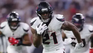 Nick Chubb carries the football for Houston while Cowboys fans consider the risk of adding another veteran running back