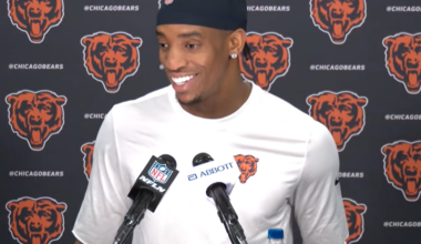Chicago Bears rookie cornerback Malik Muhammad speaks with reporters at rookie minicamp.