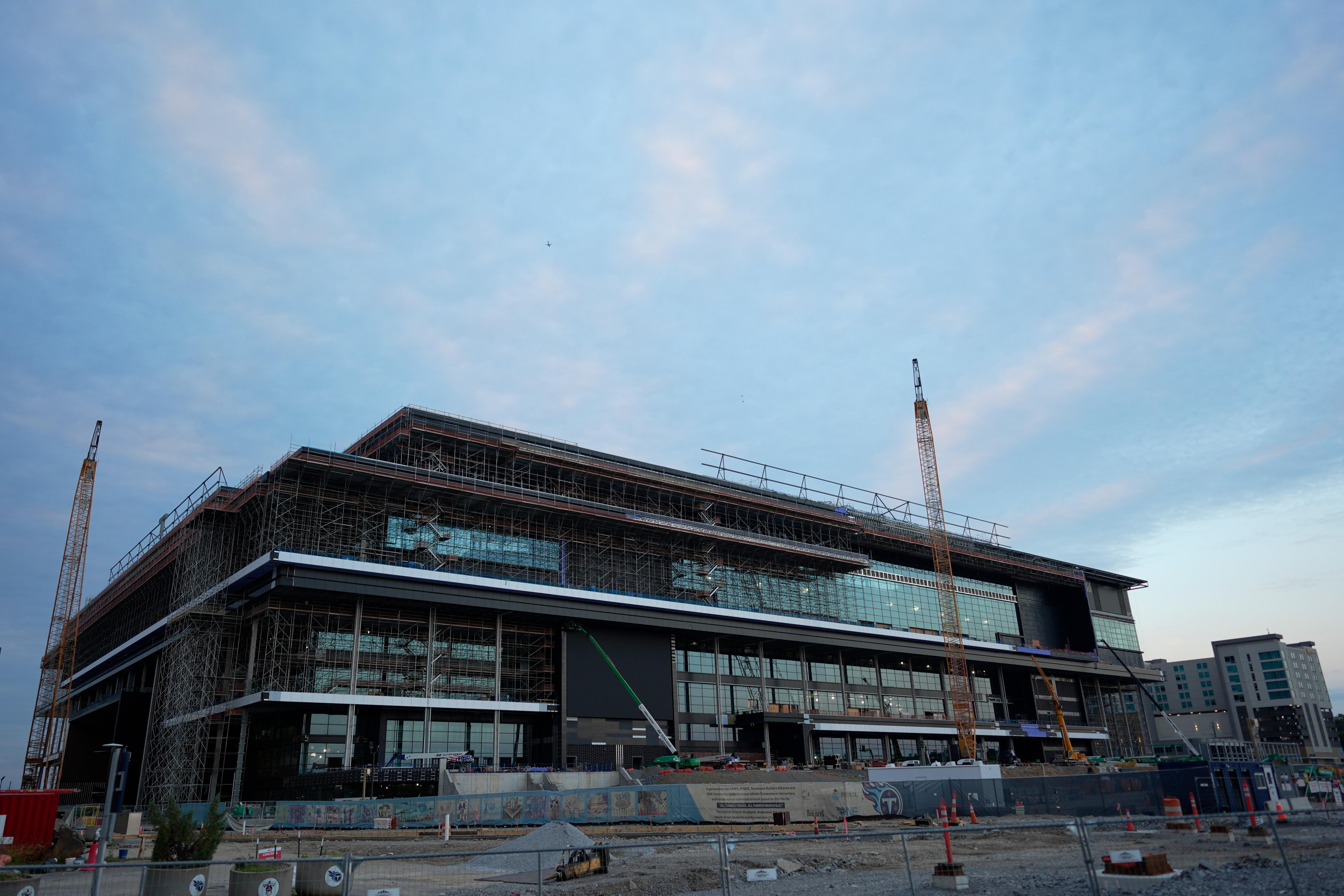 FILE – Construction continues on a new enclosed stadium for...