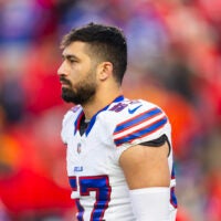 Jan 26, 2025; Kansas City, MO, USA; Buffalo Bills defensive end AJ Epenesa (57) against the Kansas City Chiefs during the AFC Championship game at GEHA Field at Arrowhead Stadium.