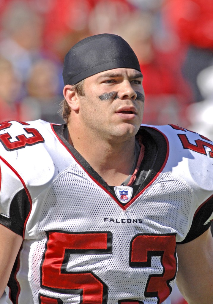 john robert leake on the football field for the atlanta falcons