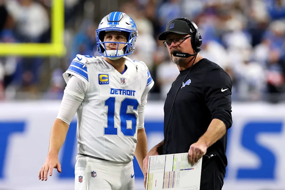 Detroit Lions QB Jared Goff and head coach Dan Campbell