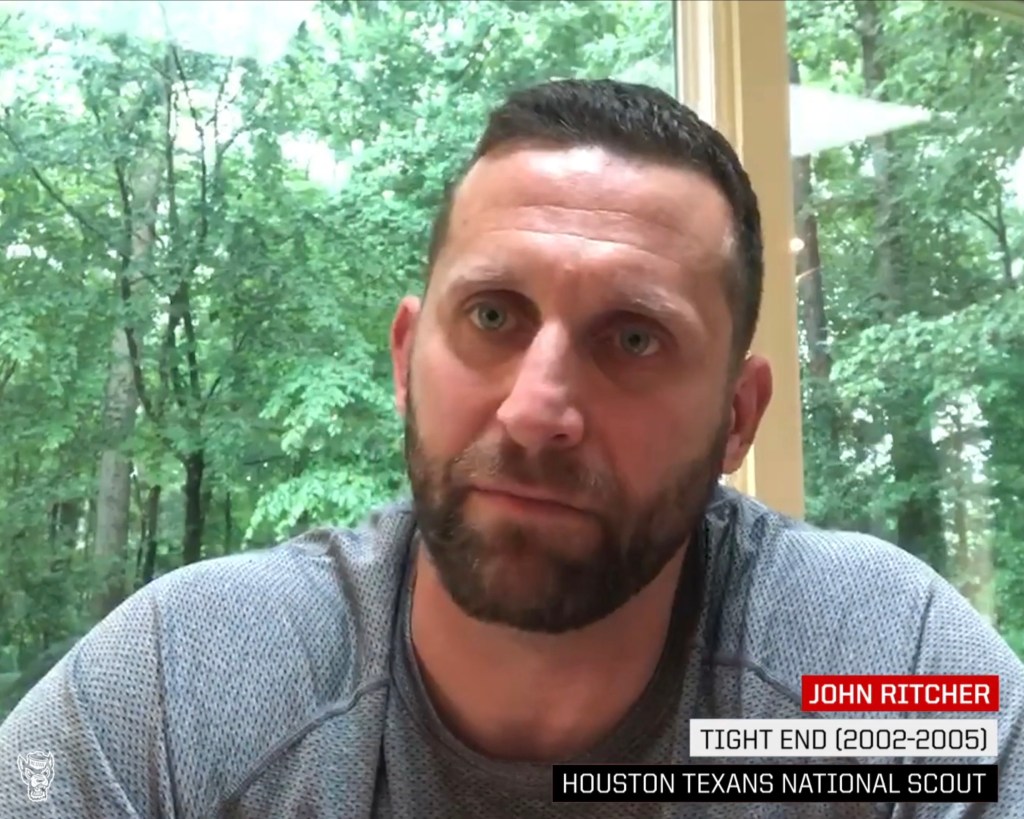 John Ritcher, Tight End (2002-2005) and Houston Texans National Scout, speaking.