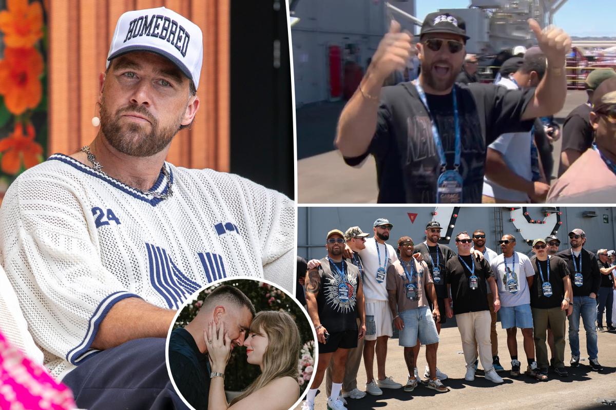 Travis Kelce continues California bachelor party weekend at NASCAR race with Patrick Mahomes