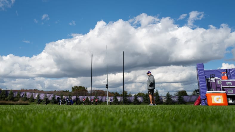 Former Minnesota Vikings executive Ryan Grigson overlooking the practice fields at TCO Performance Center in Eagan, MN