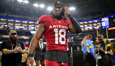 Nov 3, 2025; Arlington, Texas, USA; Arizona Cardinals wide receiver Marvin Harrison Jr. (18) walks off the field after the game between the Dallas Cowboys and the Arizona Cardinals at AT&T Stadium.