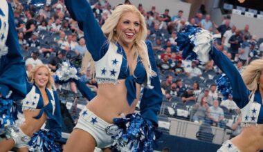 Where one person sees empowerment in 'America’s Sweethearts: Dallas Cowboys Cheerleaders', another will see exploitation: Sarah Harte writes of seeing a distressed cheerleader with tears in her eyes, saying: 'No matter what, we feel like it is our duty to make others happy.' Picture: Netflix