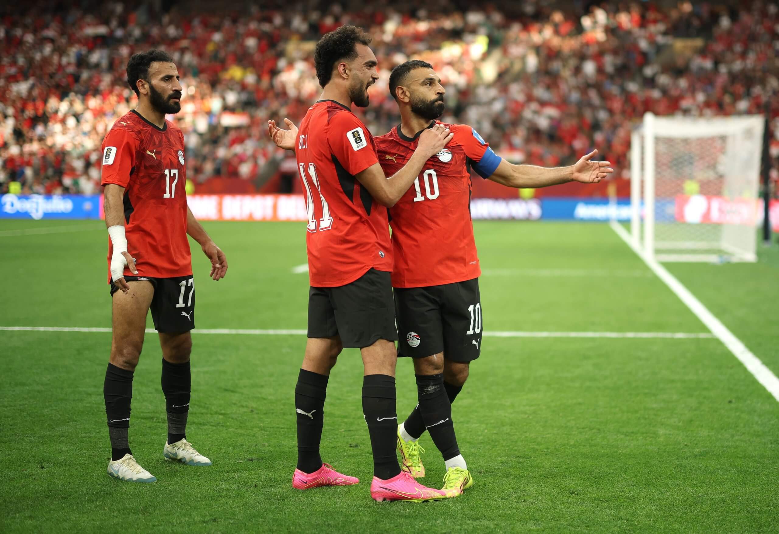 Mohamed Salah celebrates his goal for Egypt vs. New Zealand at the World Cup