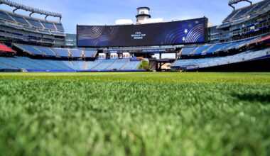 Gillette Stadium was outfitted with grass for World Cup matches, while the Patriots play their games on synthetic turf.